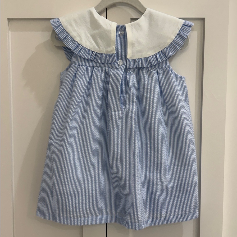 Stitchy Fish Peyton Dress in Blue Seersucker 18M - Picture 2 of 4